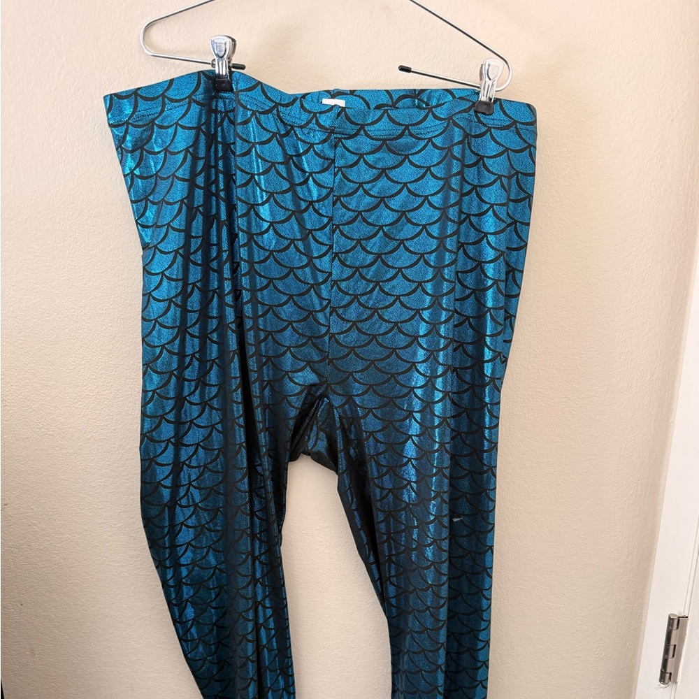 Amazon Teal Metallic Mermaid Scale Leggings
